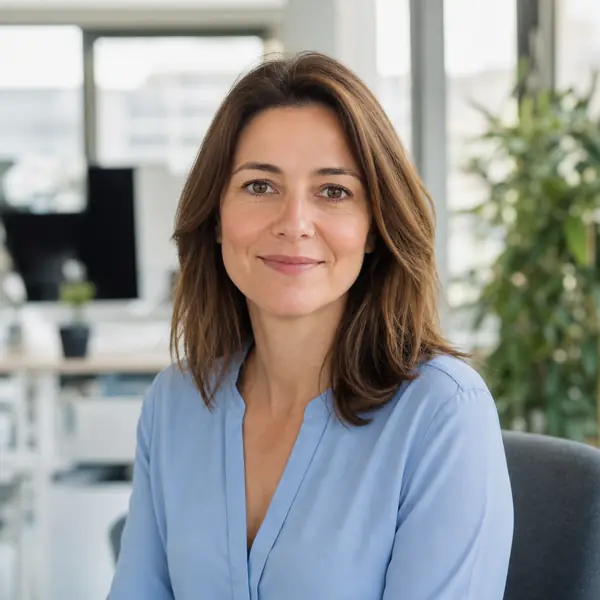 Conseillère souriante dans un bureau lumineux